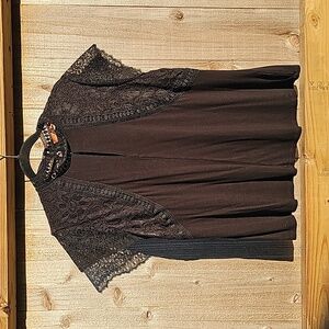 Black, lace trimmed blouse